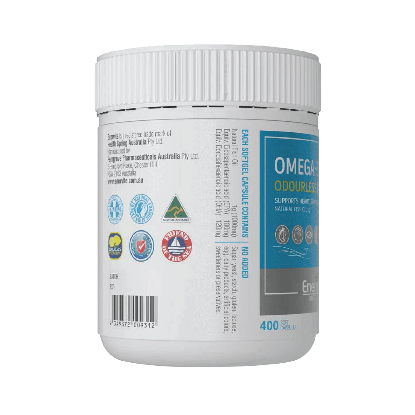 Deep Sea Fish Oil 1000mg Omega-3 400 Capsules | Enervite