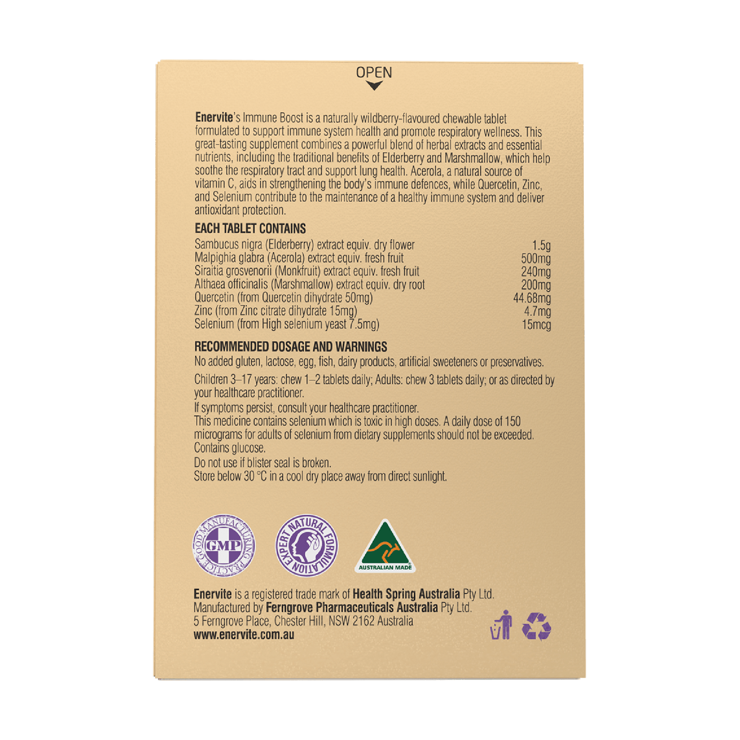 Immune Boost Supplement 60 Tablets for Immune Support | Enervite