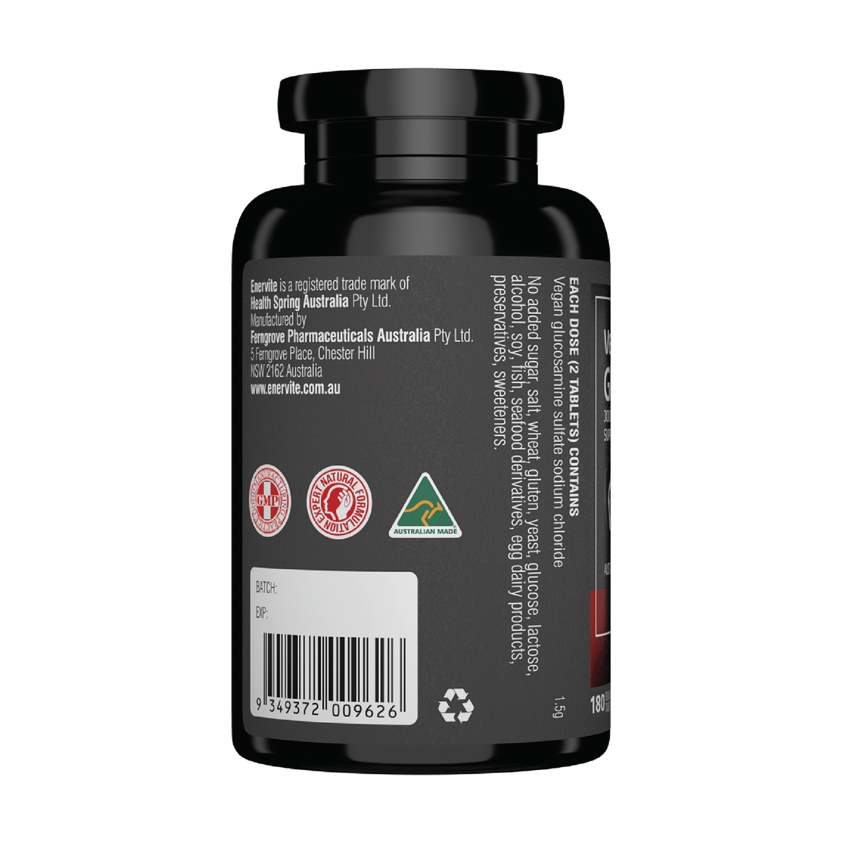 Vegan Glucosamine 1500mg 180 Tablets Joint Support | Enervite