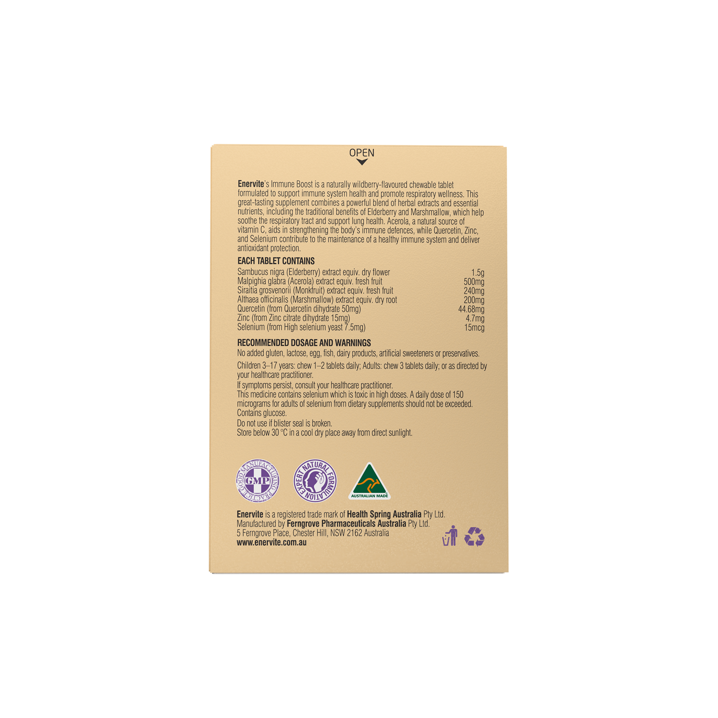 Immune Boost Supplement 60 Tablets for Immune Support | Enervite