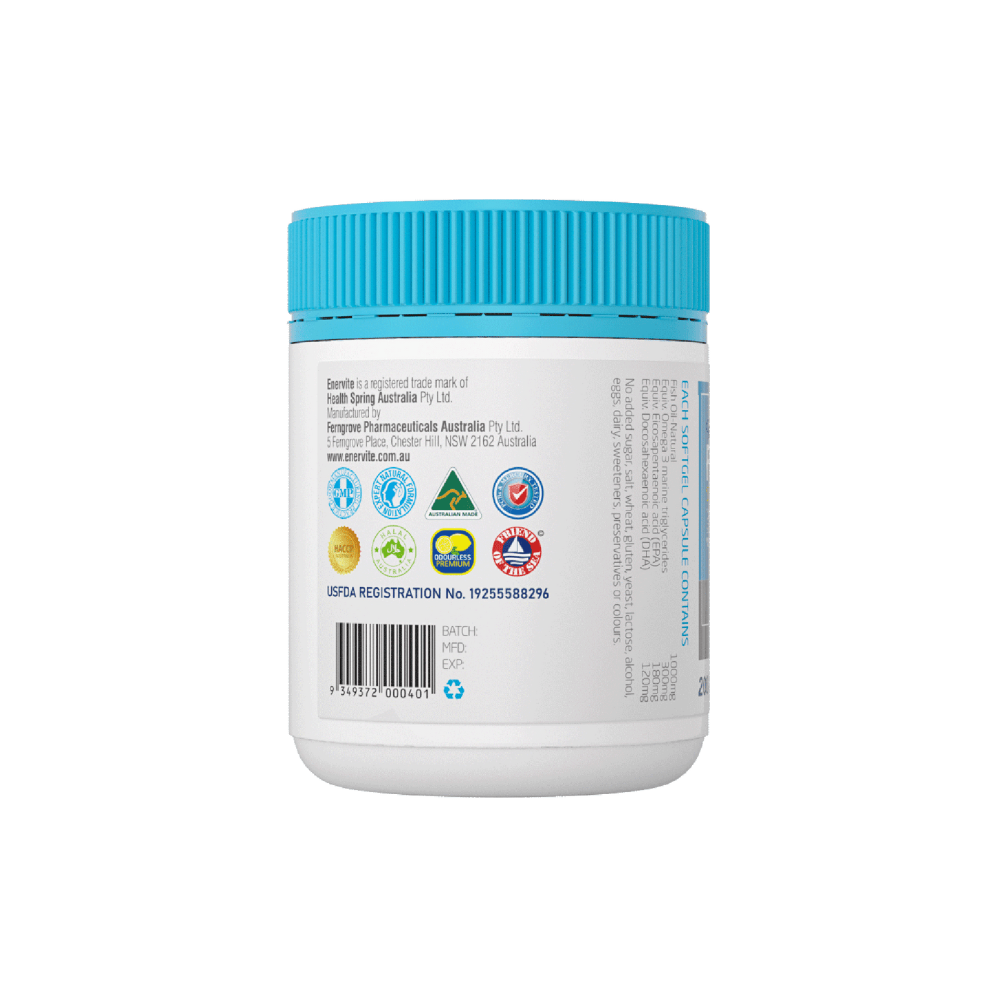 Deep Sea Fish Oil 1000mg Omega-3 200 Capsules | Enervite