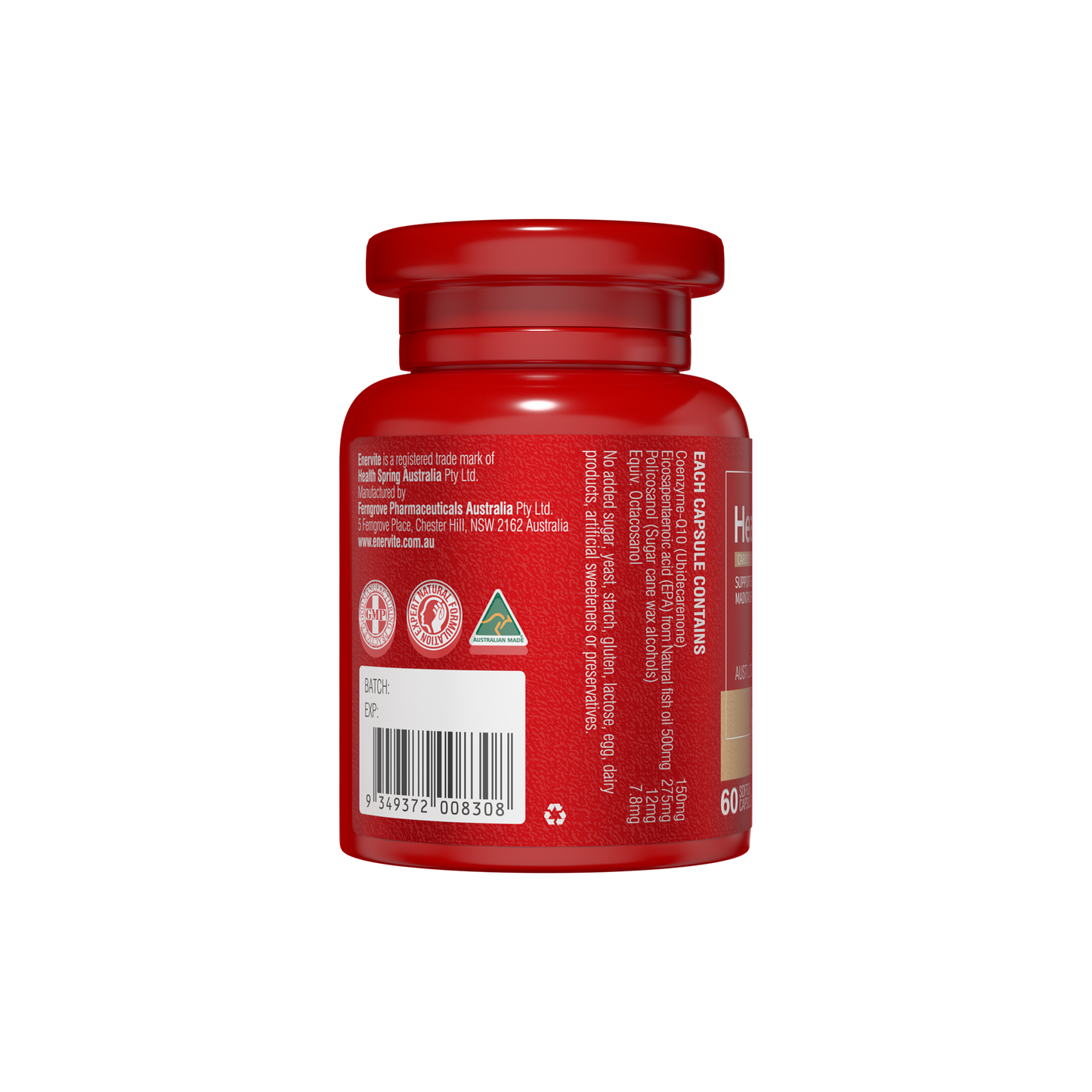 CoQ10 150mg Heart Health Supplement 60 Capsules | Enervite