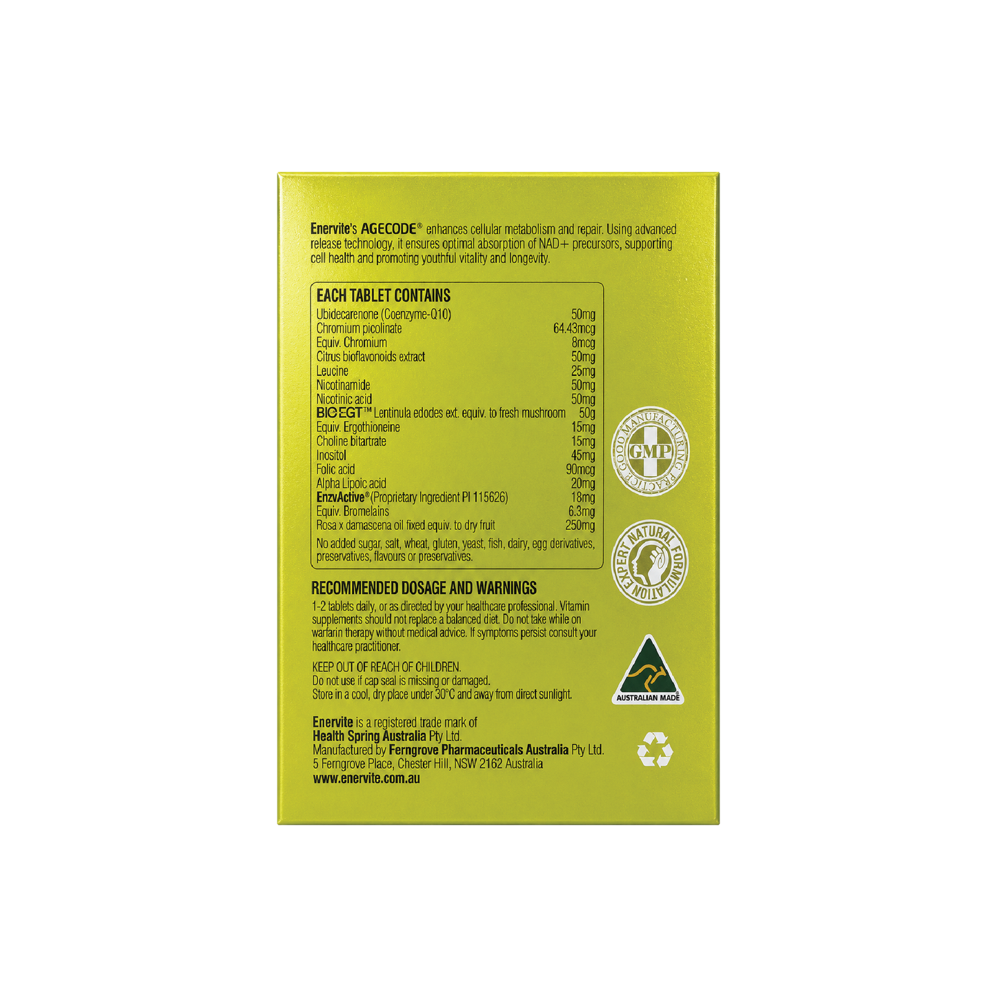 Ultimate NAD+ Longevity Formula | Sustained Release Tablets | Enervite