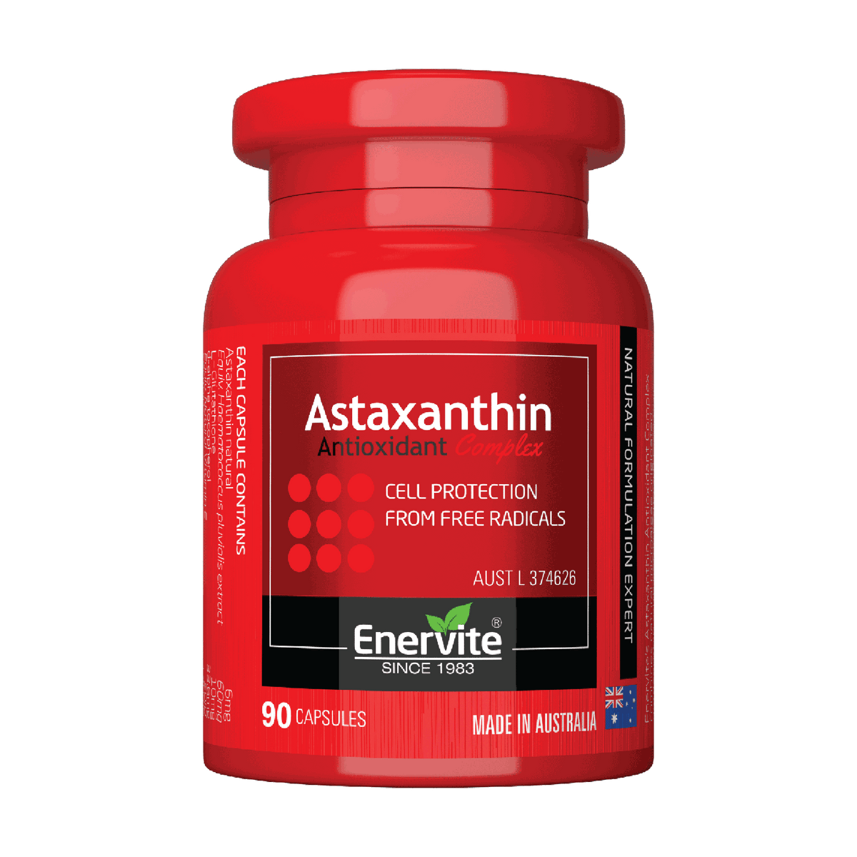 Enervite Astaxanthin 6mg Antioxidant Supplement 90 Soft Gel Capsules – Australian Made