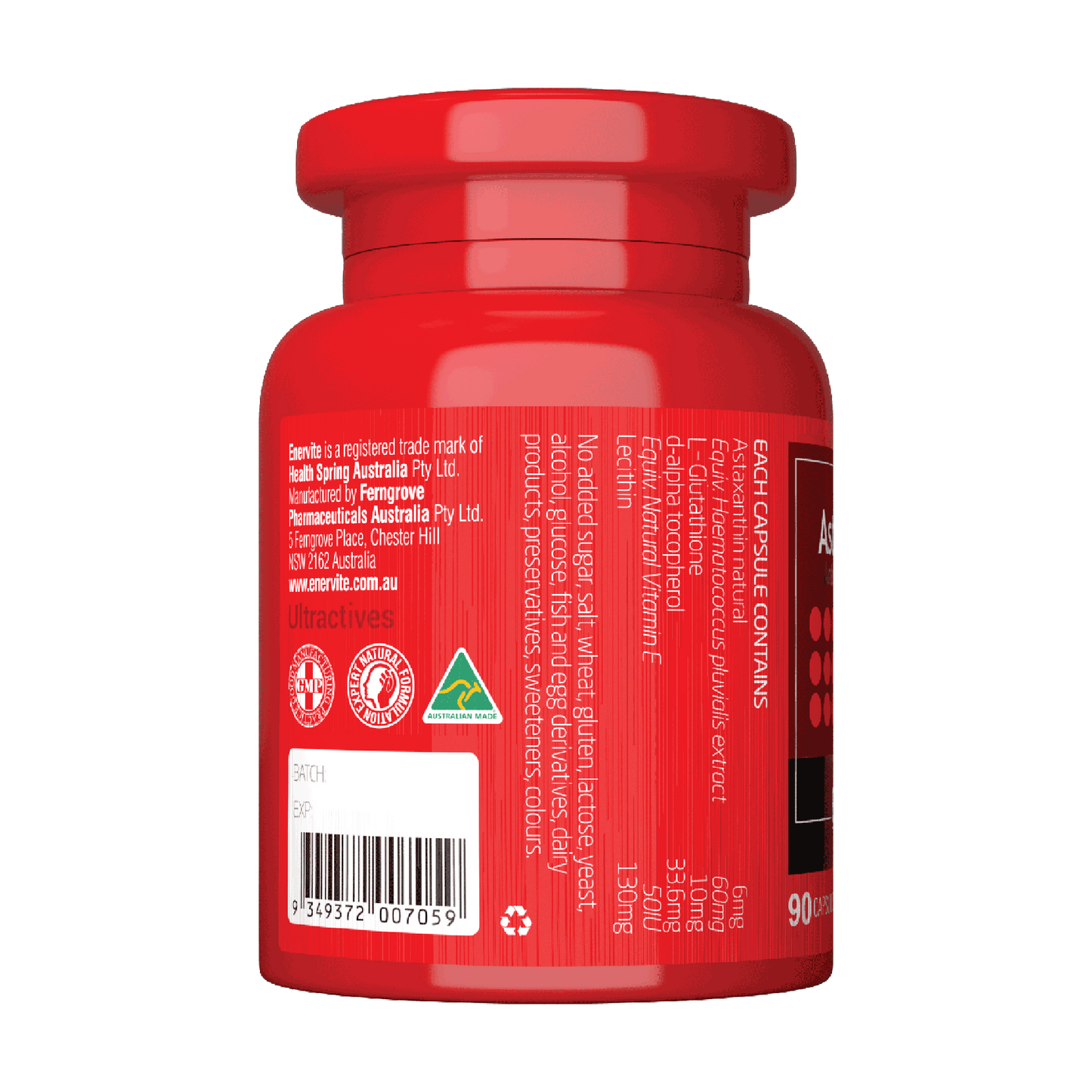 Astaxanthin Antioxidant Supplement 90 Capsules | Enervite