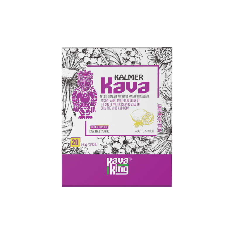 Kalmer Kava Lemon Flavour | Traditional Kava Tea Drink | 20 Sachets | Enervite