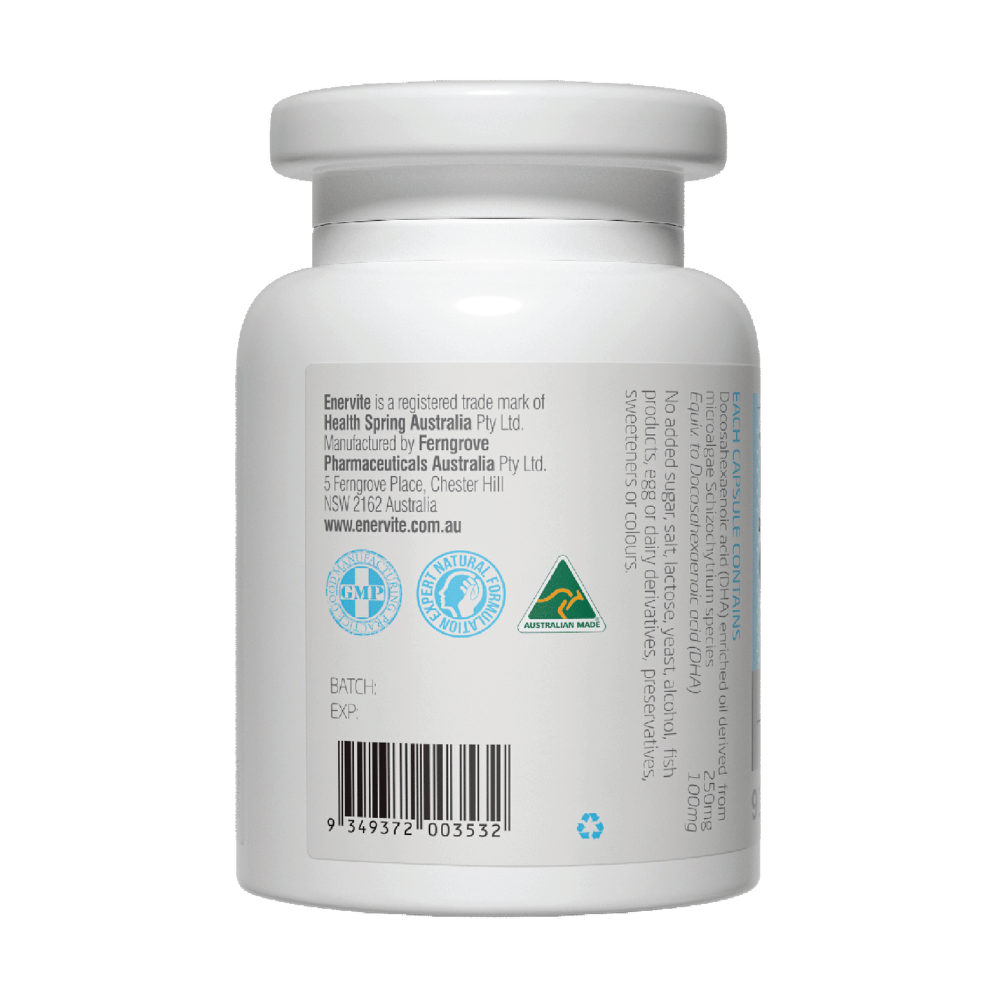 DHA for Kids 90 Capsules for Brain & Eye Support | Enervite