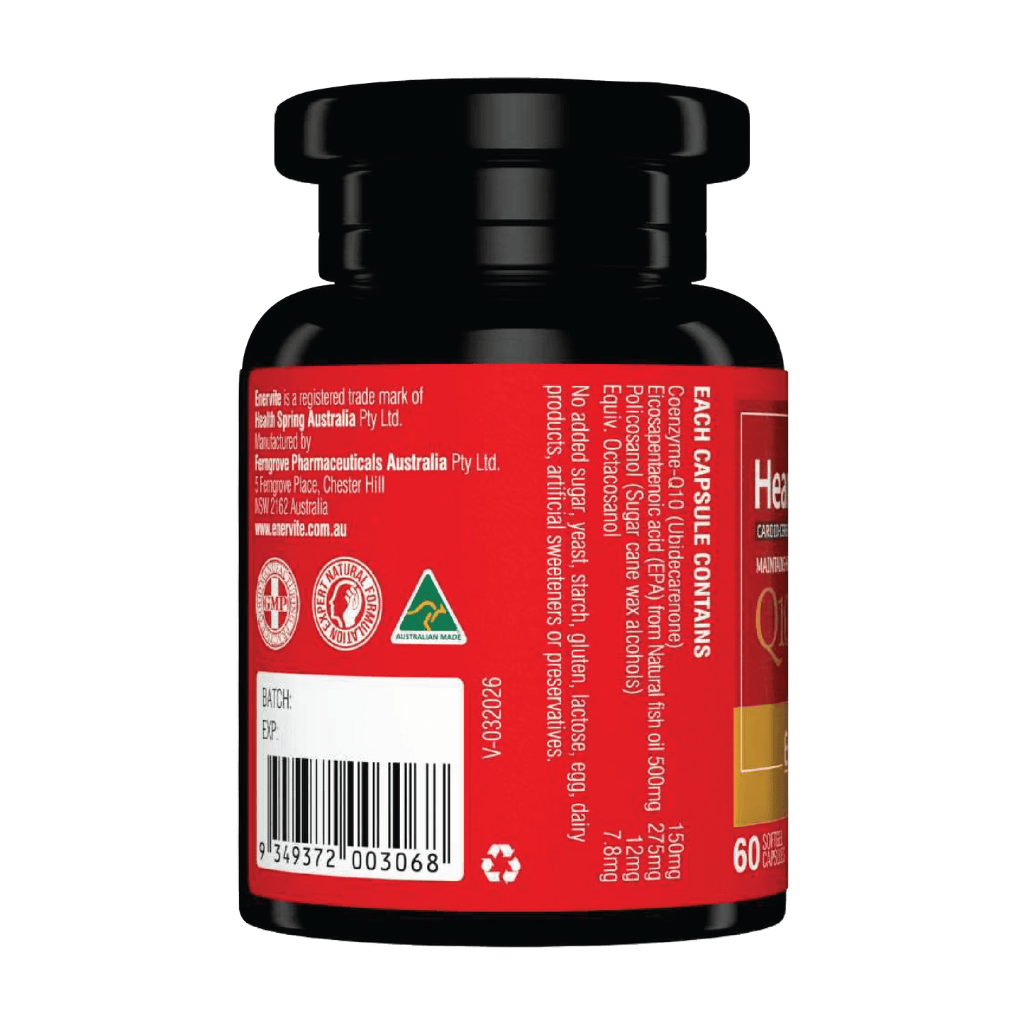 CoQ10 150mg Heart Health Supplement 60 Capsules | Enervite