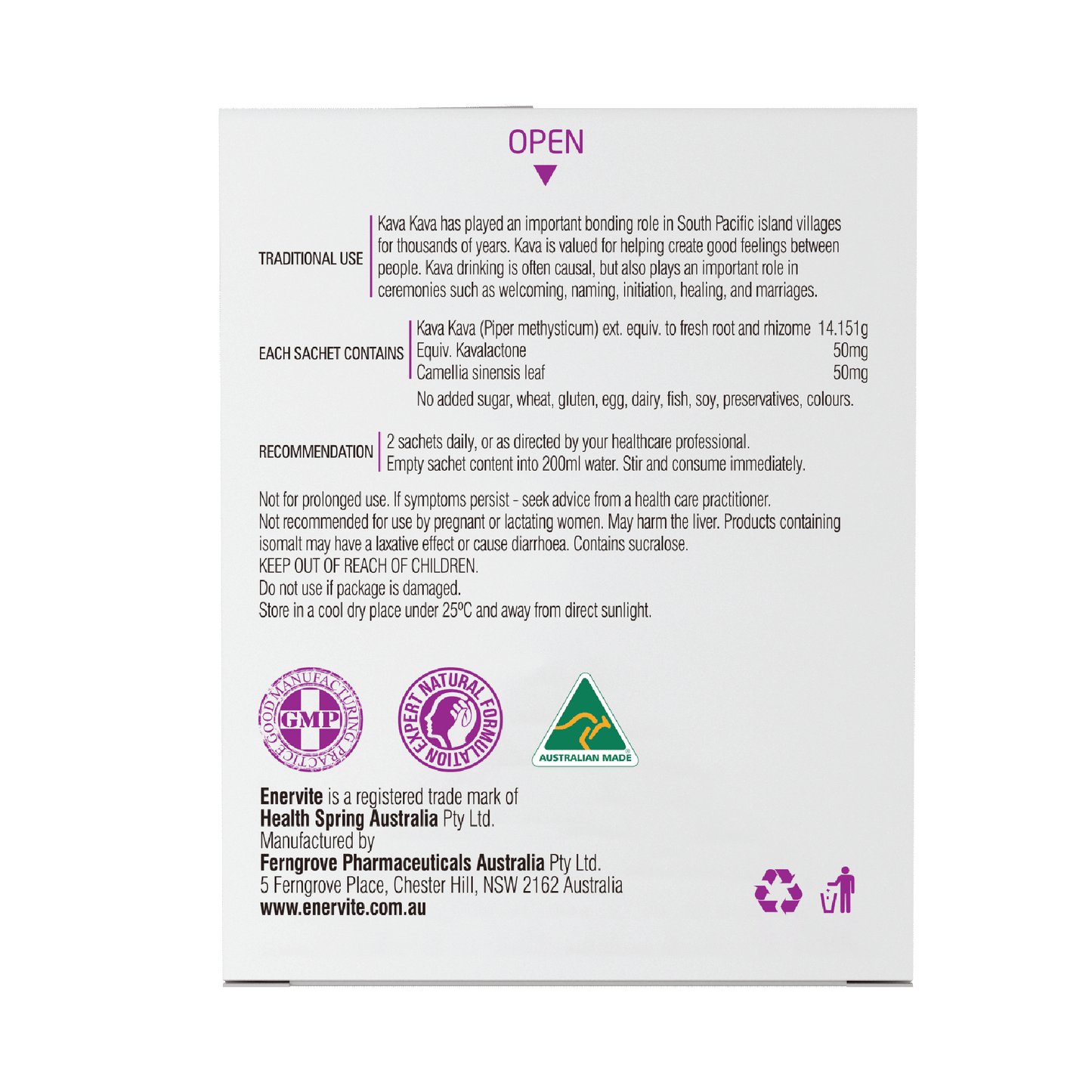Kalmer Kava Ginger Flavour | Traditional Kava Tea Drink | 20 Sachets | Enervite