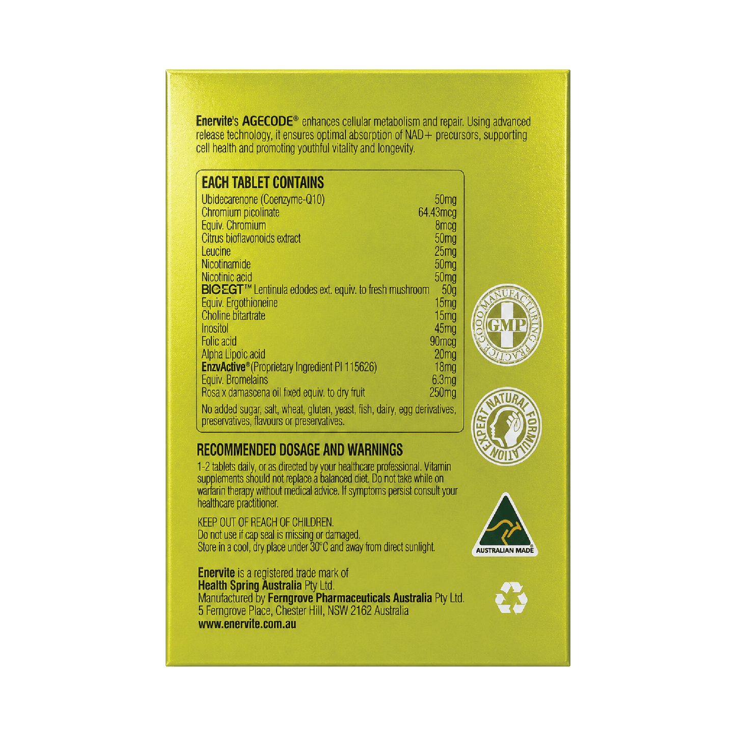 Ultimate NAD+ Longevity Formula | Sustained Release Tablets | Enervite