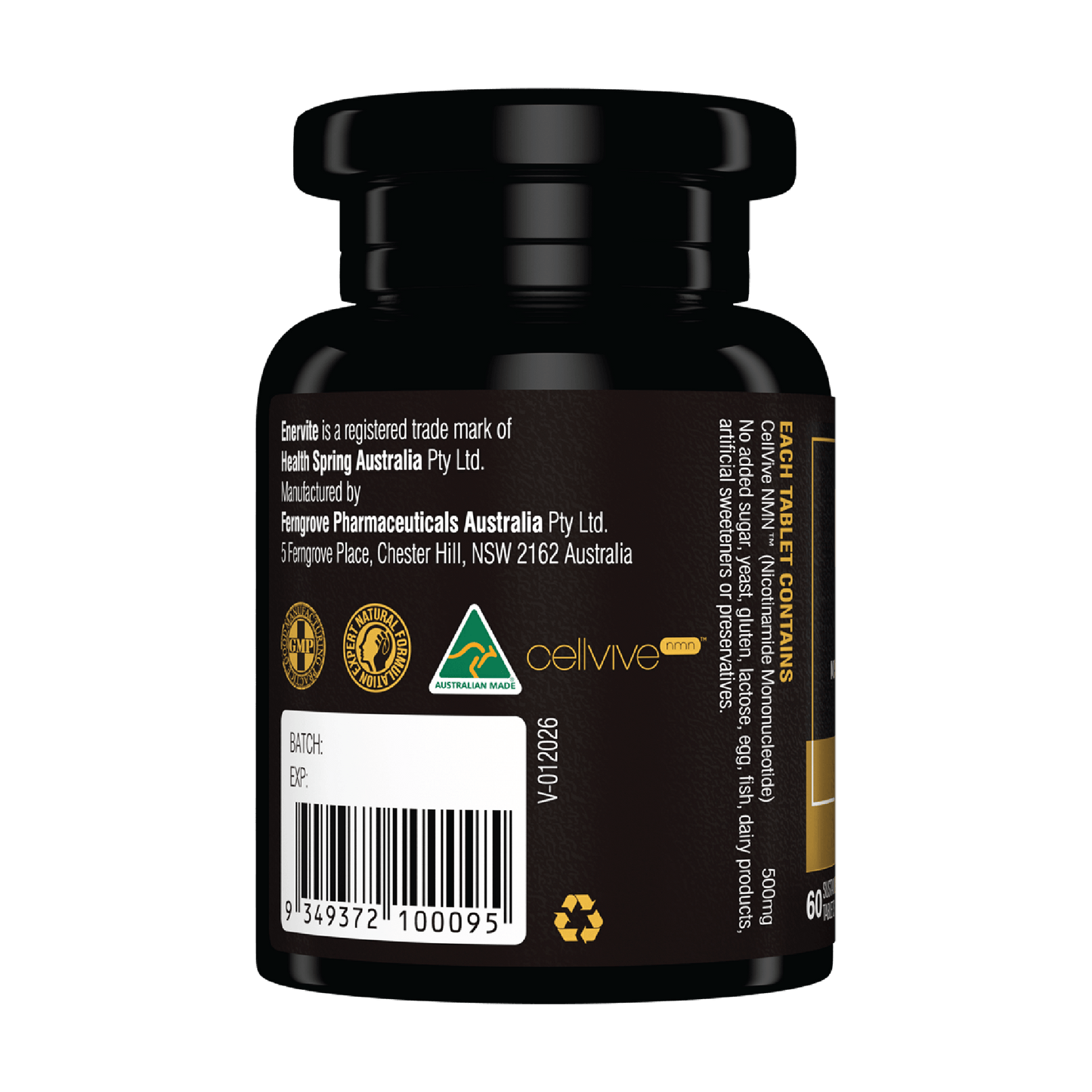 NMN 500mg Sustained-Release 60 Tablets | Enervite