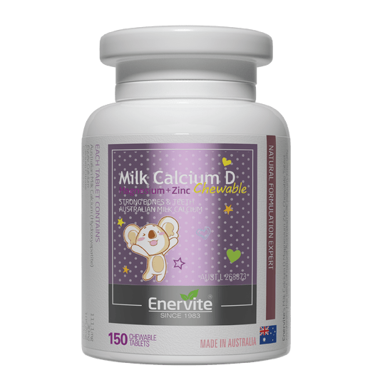 Milk Calcium with Vitamin D 150 Tablets for Bone Support | Enervite