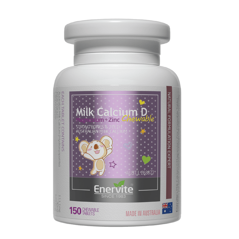Milk Calcium with Vitamin D 150 Tablets for Bone Support | Enervite
