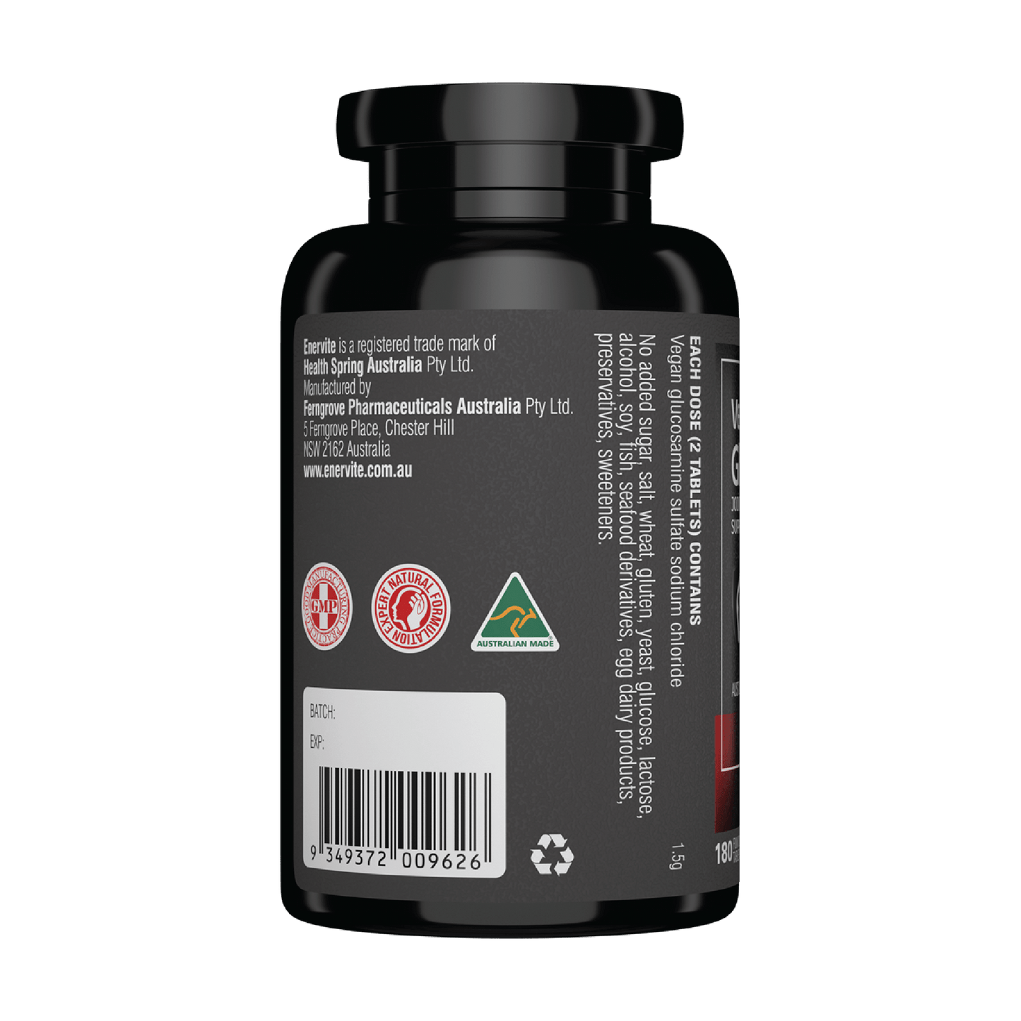 Vegan Glucosamine 1500mg 180 Tablets Joint Support | Enervite