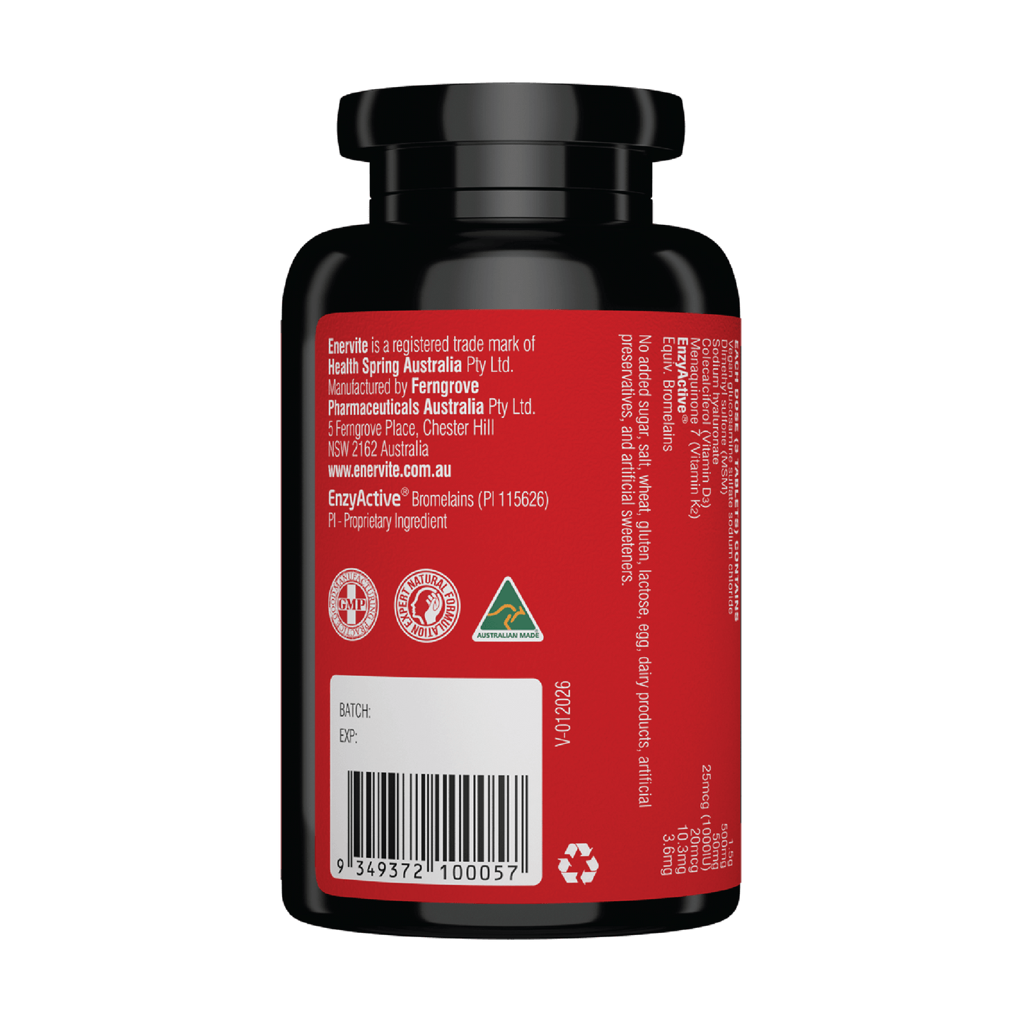 Vegan Glucosamine Forte 180 Tablets for Joint Support | Enervite