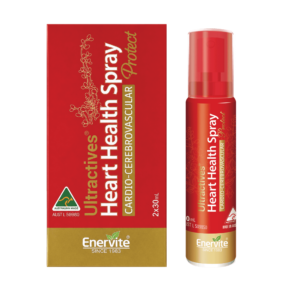 Heart Health Oral Spray | Herbal Cardiovascular Support | Australian Made | 2 × 30mL | Enervite