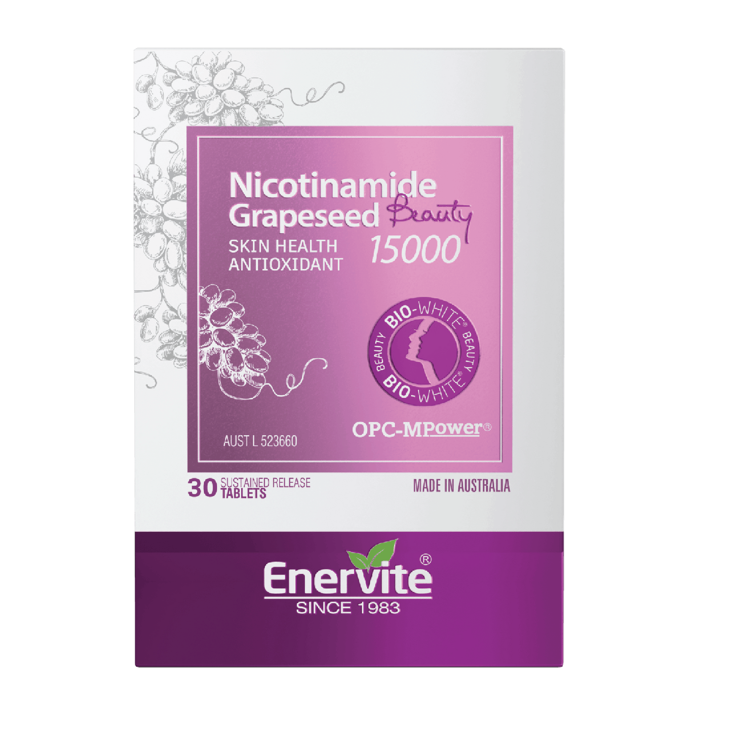 Nicotinamide Grapeseed 15000 | Skin Health & Antioxidant Support |Enervite