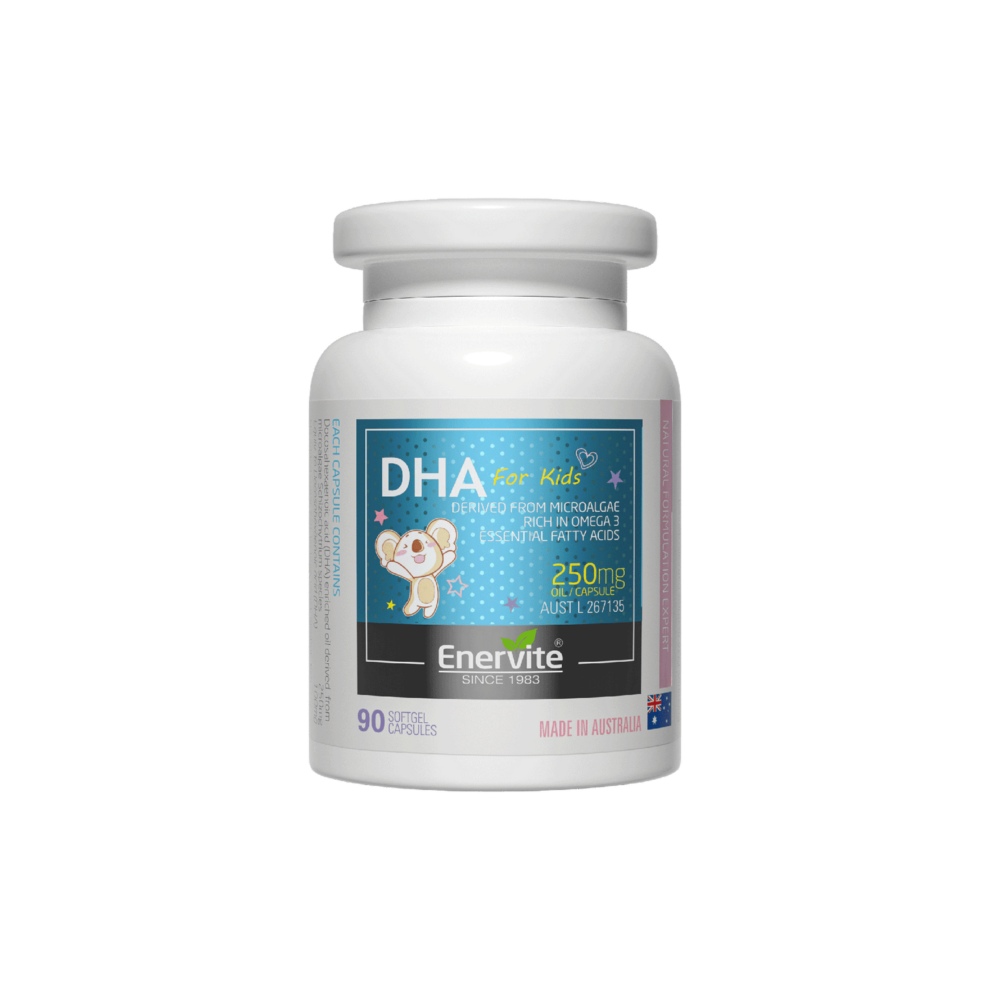DHA for Kids 90 Capsules for Brain & Eye Support | Enervite