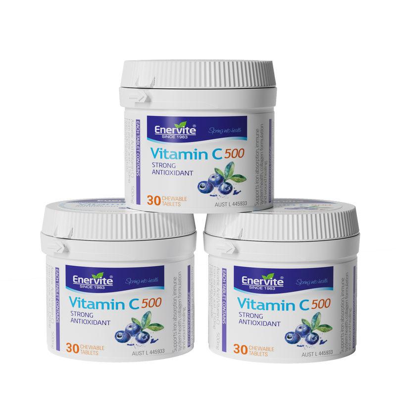 Vitamin C Blueberry Flavour Tablets 3x30s | Enervite