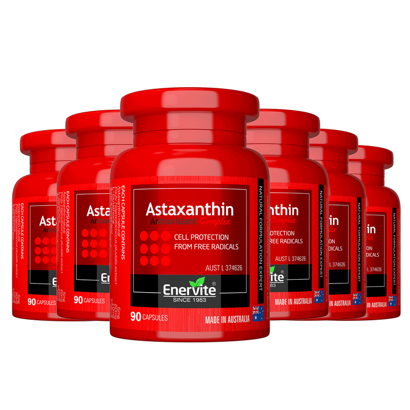 Astaxanthin 90 Capsules Antioxidant Supplement 6 Pack | Enervite (50% Off)
