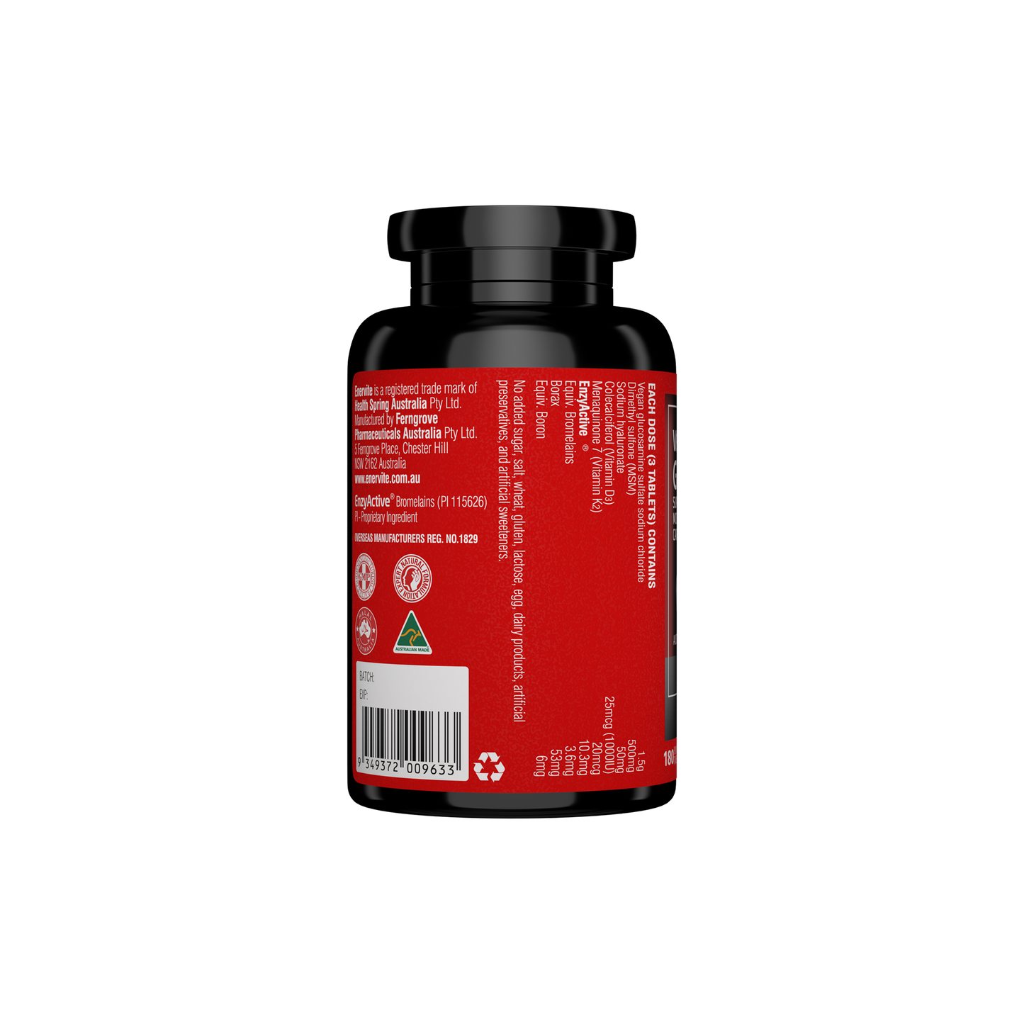 Vegan Glucosamine Forte 180 Tablets for Joint Support | Enervite