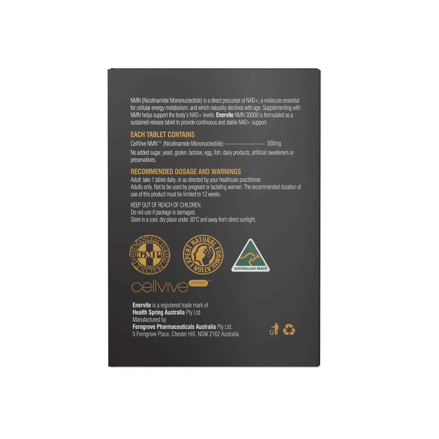 NMN 500mg Sustained-Release 30 Tablets | Enervite